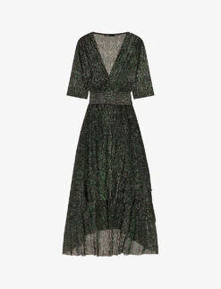 Maje Ruffled Tiered Woven Midi Dress