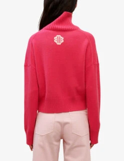 Maje Loose-fit High-neck Stretch Cashmere-blend Jumper -Reisi Clothing Shop R04101689 FLUO ALT03