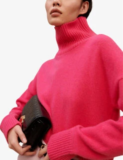 Maje Loose-fit High-neck Stretch Cashmere-blend Jumper -Reisi Clothing Shop R04101689 FLUO ALT04