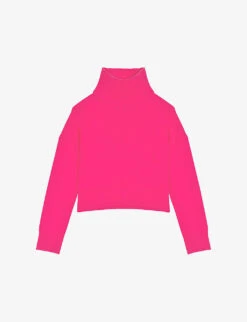 Maje Loose-fit High-neck Stretch Cashmere-blend Jumper