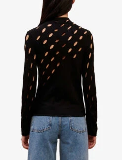 Maje Open-weave Woven Jumper -Reisi Clothing Shop R04101715 NOIRGRIS ALT03