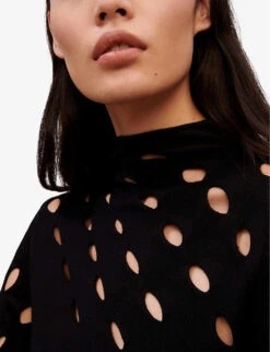 Maje Open-weave Woven Jumper -Reisi Clothing Shop R04101715 NOIRGRIS ALT04