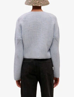 Maje Mikally Cropped Wool-blend Jumper -Reisi Clothing Shop R04101739 BLEUS ALT03