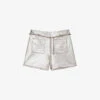 Maje Metallic Straight-cut Leather Shorts -Reisi Clothing Shop R04101766 NOIRGRIS M