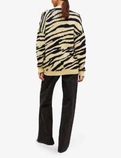 Maje Animal-pattern Oversized Knitted Cardigan -Reisi Clothing Shop R04101800 JAUNESORANGES ALT03