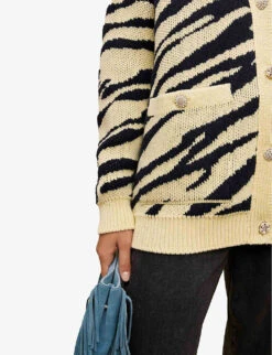 Maje Animal-pattern Oversized Knitted Cardigan -Reisi Clothing Shop R04101800 JAUNESORANGES ALT05