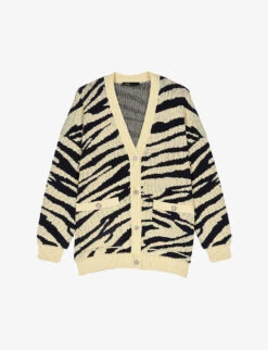 Maje Animal-pattern Oversized Knitted Cardigan