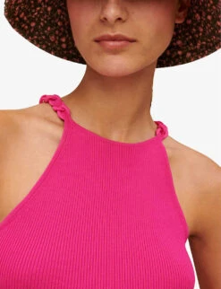 Maje Mychain Ribbed Chain-strap Stretch-knit Top -Reisi Clothing Shop R04101812 ROSES ALT04