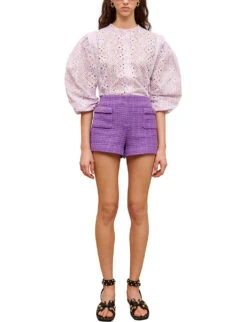 Maje Iapraia Tweed Cotton Shorts -Reisi Clothing Shop R04101937 VIOLETS ALT02