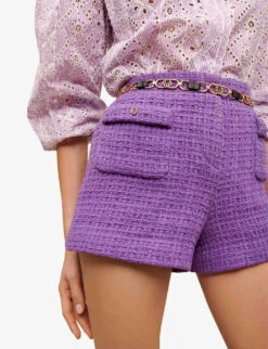 Maje Iapraia Tweed Cotton Shorts -Reisi Clothing Shop R04101937 VIOLETS ALT04