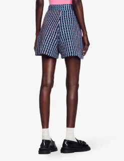 Sandro Checked Stretch-tweed Shorts -Reisi Clothing Shop R04102332 NOIRGRIS ALT03