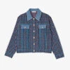 Sandro Gigina Checked Denim-trimmed Stretch-tweed Jacket