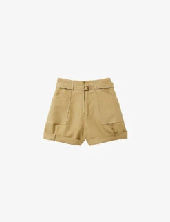 Sandro Belted High-rise Woven Shorts