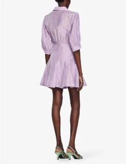 Sandro Cut-out Shape Linen-blend Mini Dress -Reisi Clothing Shop R04102425 VIOLETS ALT03