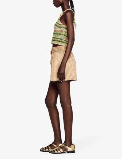 Sandro Crochet-pattern Woven Top 8 Sandro Crochet-pattern Woven Top -Reisi Clothing Shop R04102453 VERTS ALT02