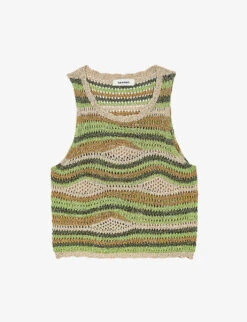 Sandro Crochet-pattern Woven Top