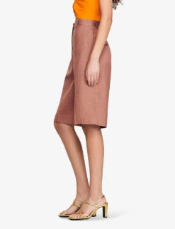 Sandro Aristide Straight-leg Mid-rise Cotton Shorts -Reisi Clothing Shop R04102455 BRUNS ALT02