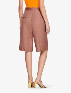 Sandro Aristide Straight-leg Mid-rise Cotton Shorts -Reisi Clothing Shop R04102455 BRUNS ALT03