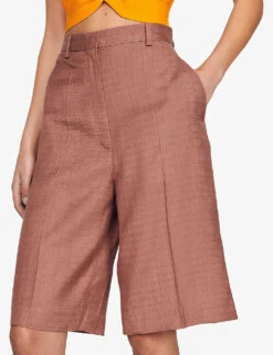 Sandro Aristide Straight-leg Mid-rise Cotton Shorts -Reisi Clothing Shop R04102455 BRUNS ALT04