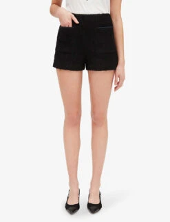 CLAUDIE PIERLOT Elga Braided-trim Tweed Shorts -Reisi Clothing Shop R04103275 NOIRGRIS ALT02