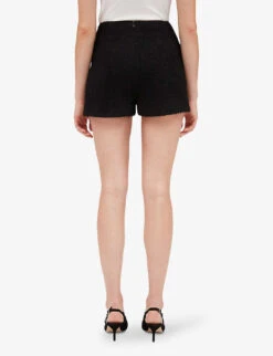 CLAUDIE PIERLOT Elga Braided-trim Tweed Shorts -Reisi Clothing Shop R04103275 NOIRGRIS ALT03