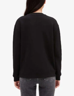 CLAUDIE PIERLOT Paris Patch-print Cotton-blend Jumper -Reisi Clothing Shop R04103280 NOIRGRIS ALT03