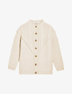 CLAUDIE PIERLOT Contrast Cable And Twist Wool Knitted Cardigan