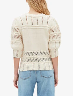 CLAUDIE PIERLOT Meliana Embroidered-motif Cotton-blend Jumper -Reisi Clothing Shop R04103424 NATURELS ALT03