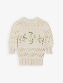 CLAUDIE PIERLOT Meliana Embroidered-motif Cotton-blend Jumper
