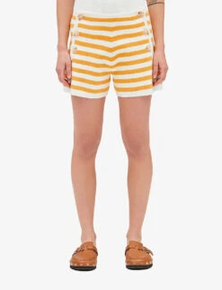 CLAUDIE PIERLOT Striped Button Terry Cotton-blend Shorts -Reisi Clothing Shop R04103431 DIVERS ALT02