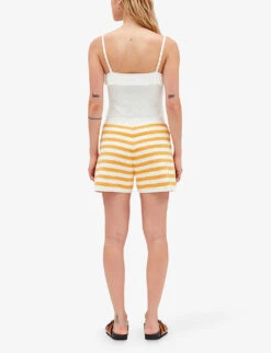 CLAUDIE PIERLOT Striped Button Terry Cotton-blend Shorts -Reisi Clothing Shop R04103431 DIVERS ALT03