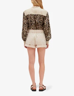 CLAUDIE PIERLOT Belted High-rise Cotton Shorts -Reisi Clothing Shop R04103468 ROSES ALT03