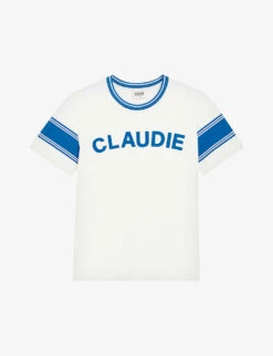 CLAUDIE PIERLOT Themus Logo-print Striped Cotton-jersey T-shirt