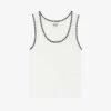CLAUDIE PIERLOT Contrast Embroidered-trim Cotton-blend Tank Top 2 CLAUDIE PIERLOT Contrast Embroidered-trim Cotton-blend Tank Top -Reisi Clothing Shop R04103526 DIVERS M