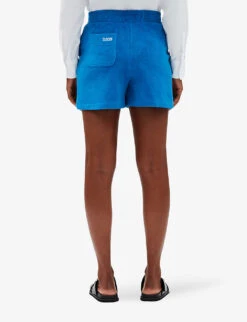 CLAUDIE PIERLOT Logo-embroidered Cotton-blend Shorts -Reisi Clothing Shop R04103540 BLEUS ALT03