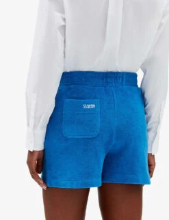 CLAUDIE PIERLOT Logo-embroidered Cotton-blend Shorts -Reisi Clothing Shop R04103540 BLEUS ALT04