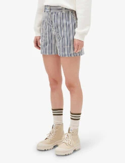 CLAUDIE PIERLOT Evy Striped Cotton Shorts -Reisi Clothing Shop R04104028 DIVERS ALT02