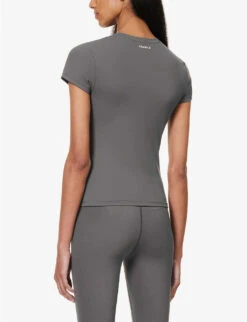 Fitted Logo-print Stretch-woven T-shirt -Reisi Clothing Shop R04104651 DARKGREY ALT03