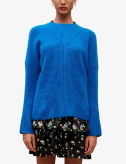 Maje Madinio Ribbed Cashmere Jumper -Reisi Clothing Shop R04105050 BLEUS ALT02