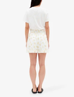 CLAUDIE PIERLOT Eita Mimosa-print Elasticated-waist Linen-blend Shorts -Reisi Clothing Shop R04105057 DIVERS ALT03