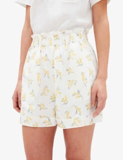CLAUDIE PIERLOT Eita Mimosa-print Elasticated-waist Linen-blend Shorts -Reisi Clothing Shop R04105057 DIVERS ALT04