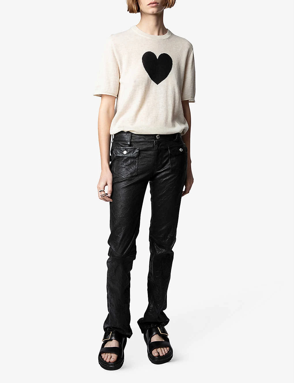 Zadig & Voltaire Ida Heart-motif Cashmere T-shirt 4 Zadig & Voltaire Ida Heart-motif Cashmere T-shirt - Image 2
