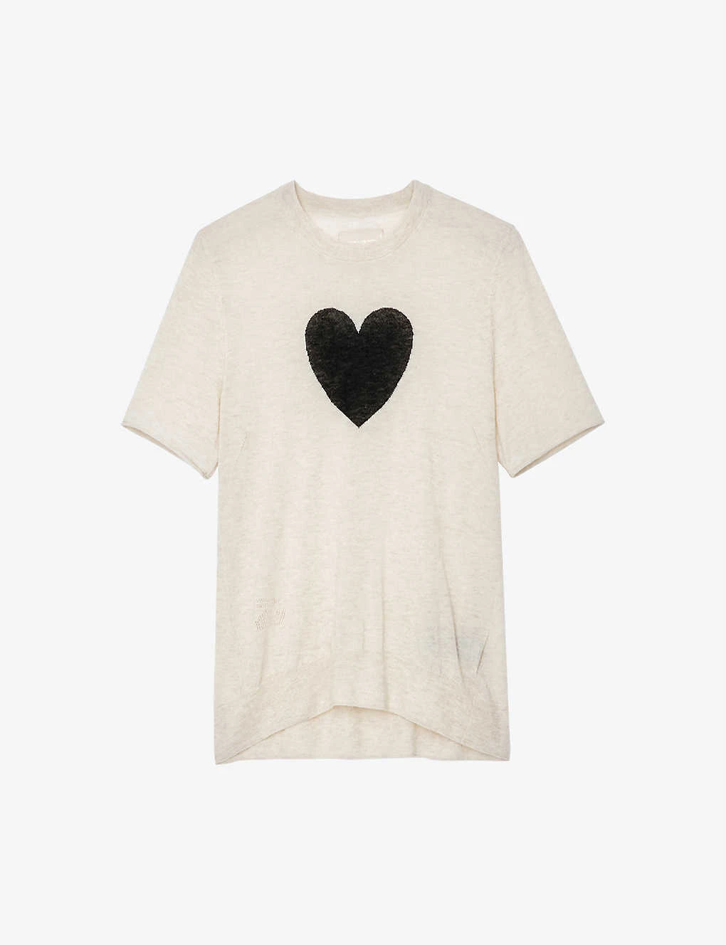 Zadig & Voltaire Ida Heart-motif Cashmere T-shirt 3 Zadig & Voltaire Ida Heart-motif Cashmere T-shirt