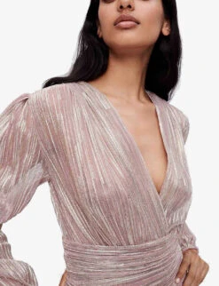 Maje Pleated-metallic Woven Mini Dress -Reisi Clothing Shop R04105503 ROSES ALT02