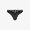 Fits Everybody Lace-trimmed Stretch-woven Thong -Reisi Clothing Shop R04107112 ONYX M