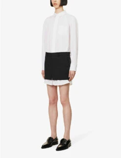 Sacai Thomas Curved-hem Cotton Mini Dress -Reisi Clothing Shop R04110204 OFFWHITEXBLACK ALT02