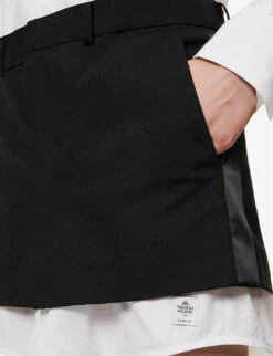 Sacai Thomas Curved-hem Cotton Mini Dress -Reisi Clothing Shop R04110204 OFFWHITEXBLACK ALT04