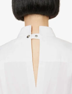 Sacai Thomas Curved-hem Cotton Mini Dress -Reisi Clothing Shop R04110204 OFFWHITEXBLACK ALT05