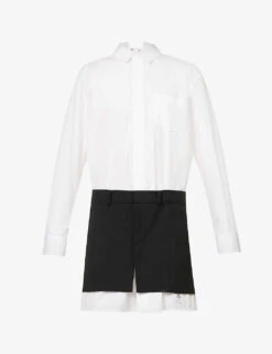 Sacai Thomas Curved-hem Cotton Mini Dress