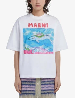 Marni Graphic-print Cotton-jersey T-shirt -Reisi Clothing Shop R04110608 LILYWHITE ALT02